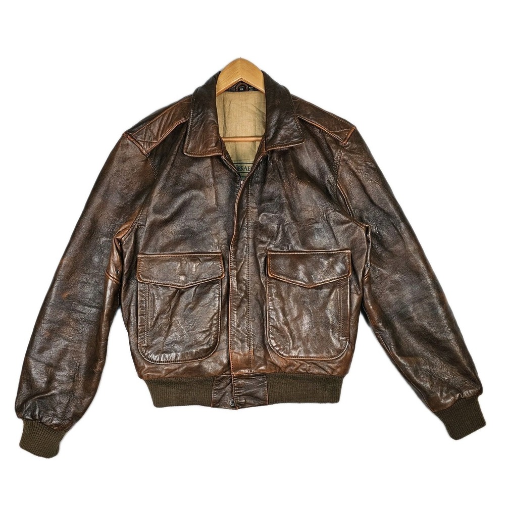Vtg 80' Elliot Kastle A-2 Flight Bomber Leather Jacket Mens 40 Distressed Zip